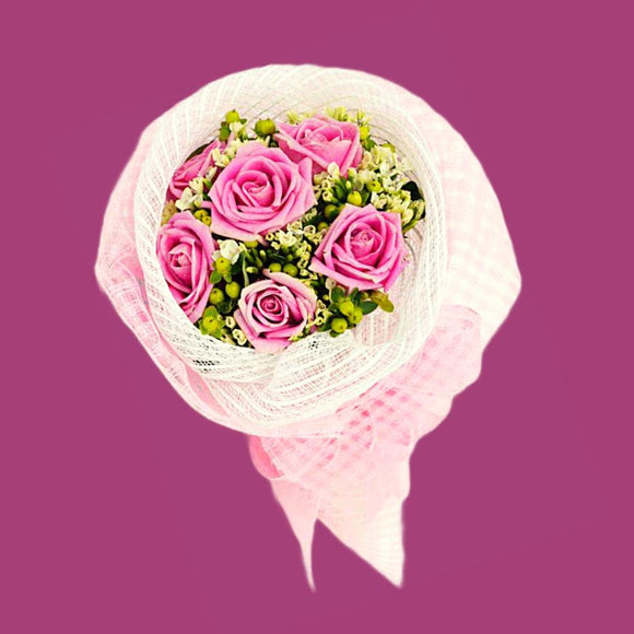 KHB0077 Eternal Youth | 6 Pink Roses Bouquet