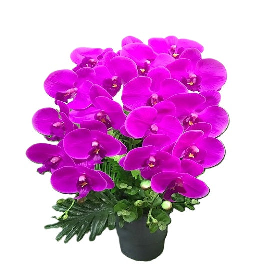 2 stalks artificial purple phalaenopsis in a pot table flower