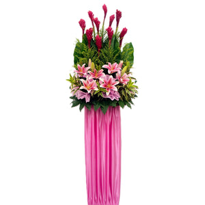 Pink lilies and red ginger flower grand opening congratulatory flowers