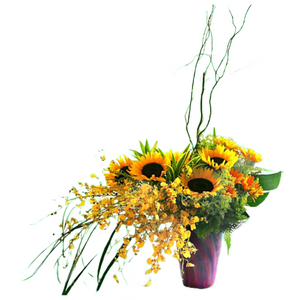 Sunflowers in a vase table flower arrangement