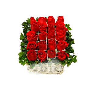 20 red roses table flower arrangement