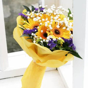 10 yellow gerberas bouquet