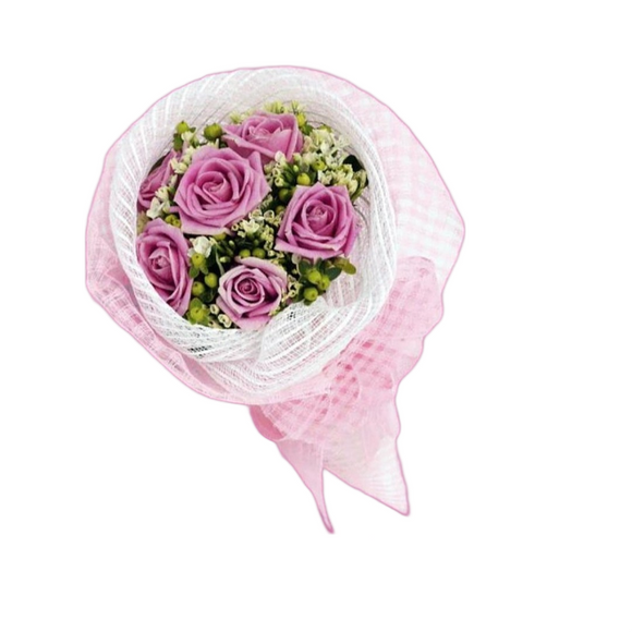 KHB0077 Eternal Youth | 6 Pink Roses Bouquet