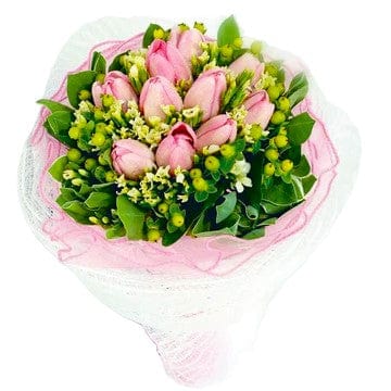 10 pink tulips bouquet